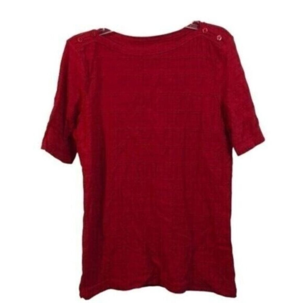 Kim Rogers Womens‎ Top Size S Red Short Sleeve Button Shoulder Knit Shirt